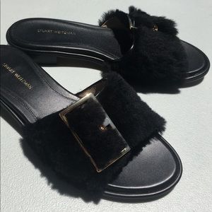 Stuart Weitzman Fuzzywuz Genuine Shearling Sandal